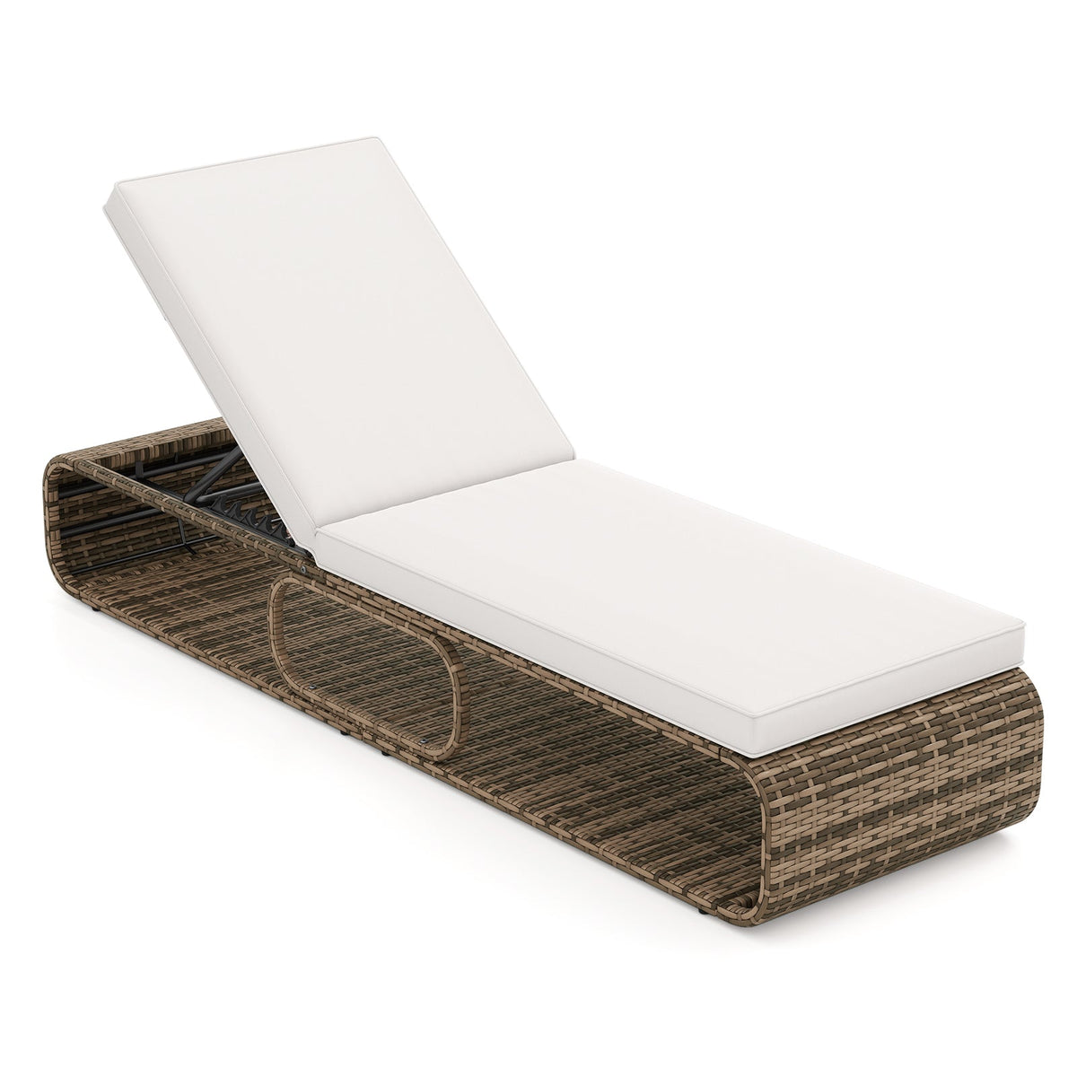 7-Position Adjustable PE Rattan Outdoor Chaise Lounge Chair White Garden & Patio - Tophatter Daily Deals