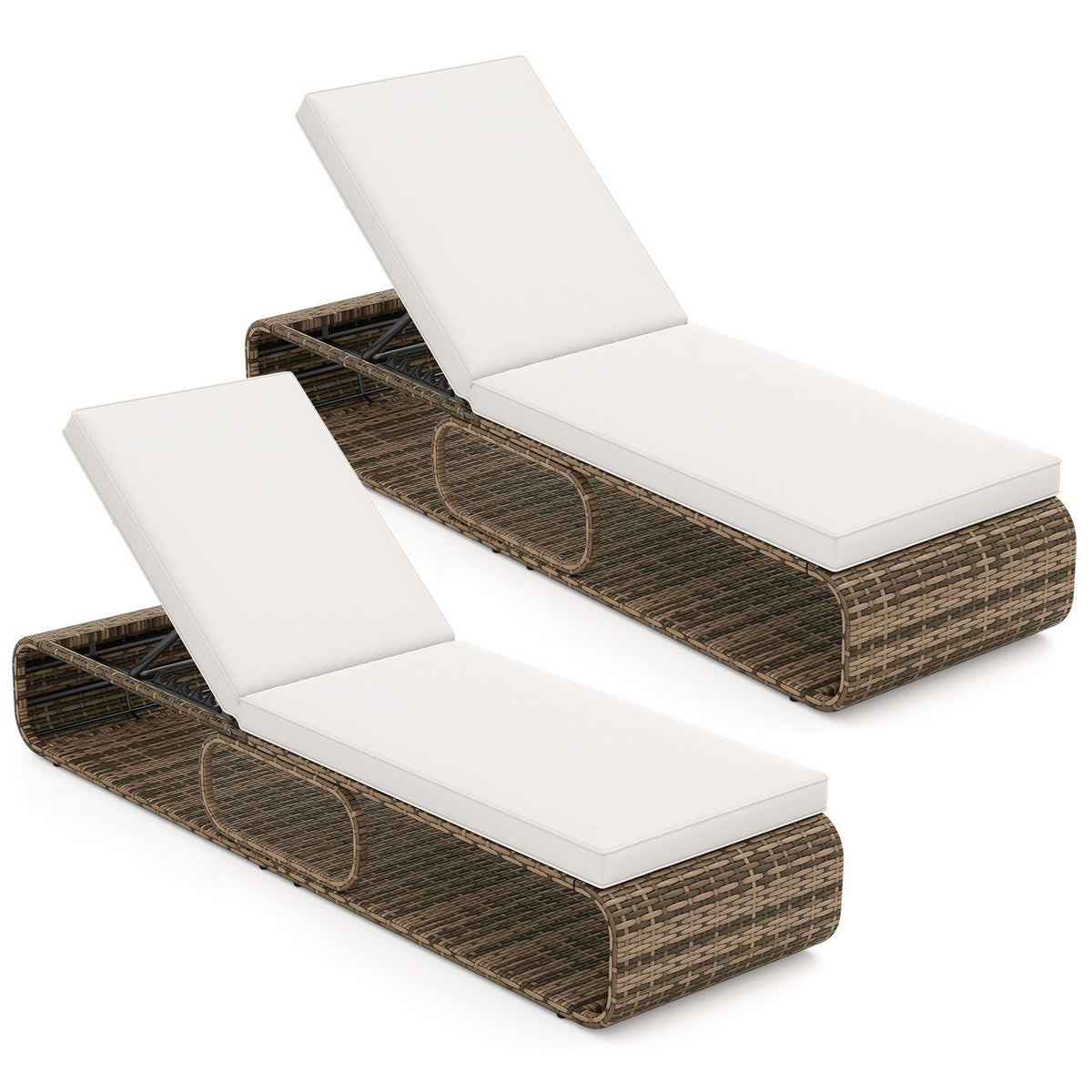 7-Position Adjustable PE Rattan Outdoor Chaise Lounge Chair Garden & Patio - Tophatter Daily Deals