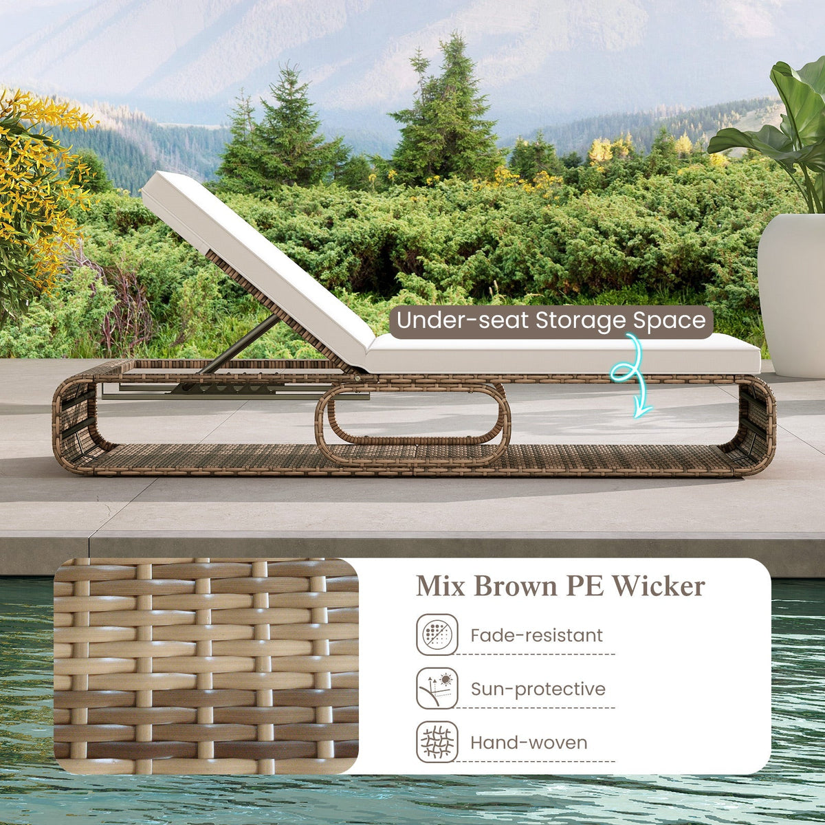 7-Position Adjustable PE Rattan Outdoor Chaise Lounge Chair Garden & Patio - Tophatter Daily Deals