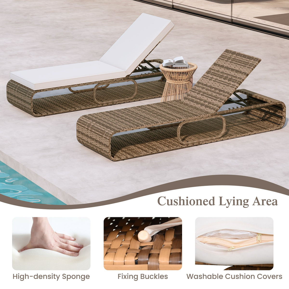 7-Position Adjustable PE Rattan Outdoor Chaise Lounge Chair Garden & Patio - Tophatter Daily Deals