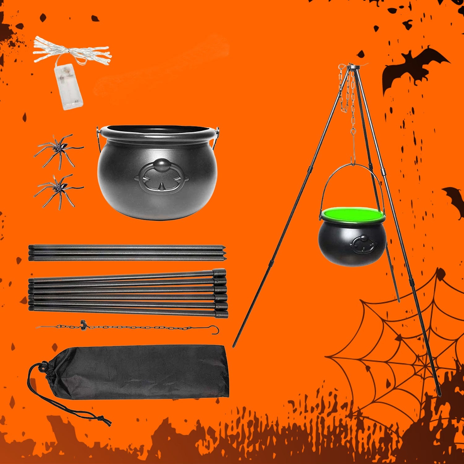Light Up Witches – Outdoor Large Witches Cauldron on Tripod with Light Yard Light Up Witches - Tophatter Daily Deals