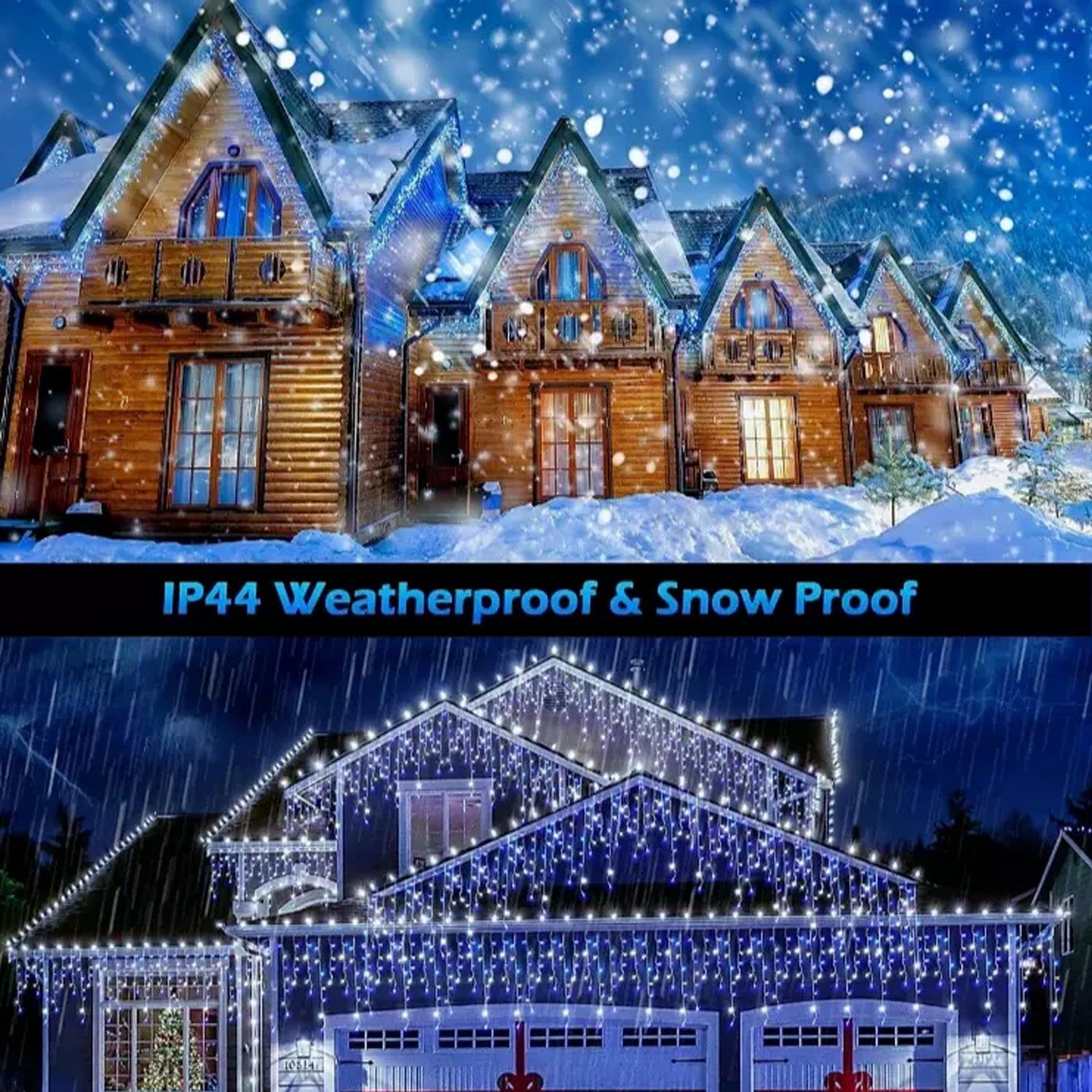 House Exterior Christmas Lights - 29.5ft/9m 240 LED Outdoor Fairy Lights Icicle Lights With 8 Modes For Window, Roof, Garden, Wall, Gazebo Christmas - Tophatter Daily Deals