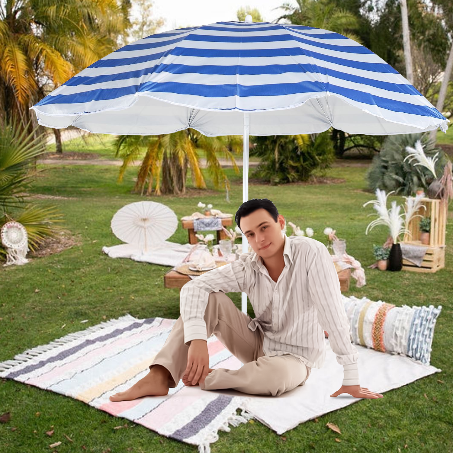 Outdoor Sun Umbrella – UV Protection Patio Parasol with Adjustable Tilt & Crank Handle Outdoor sun umbrella - Tophatter Daily Deals