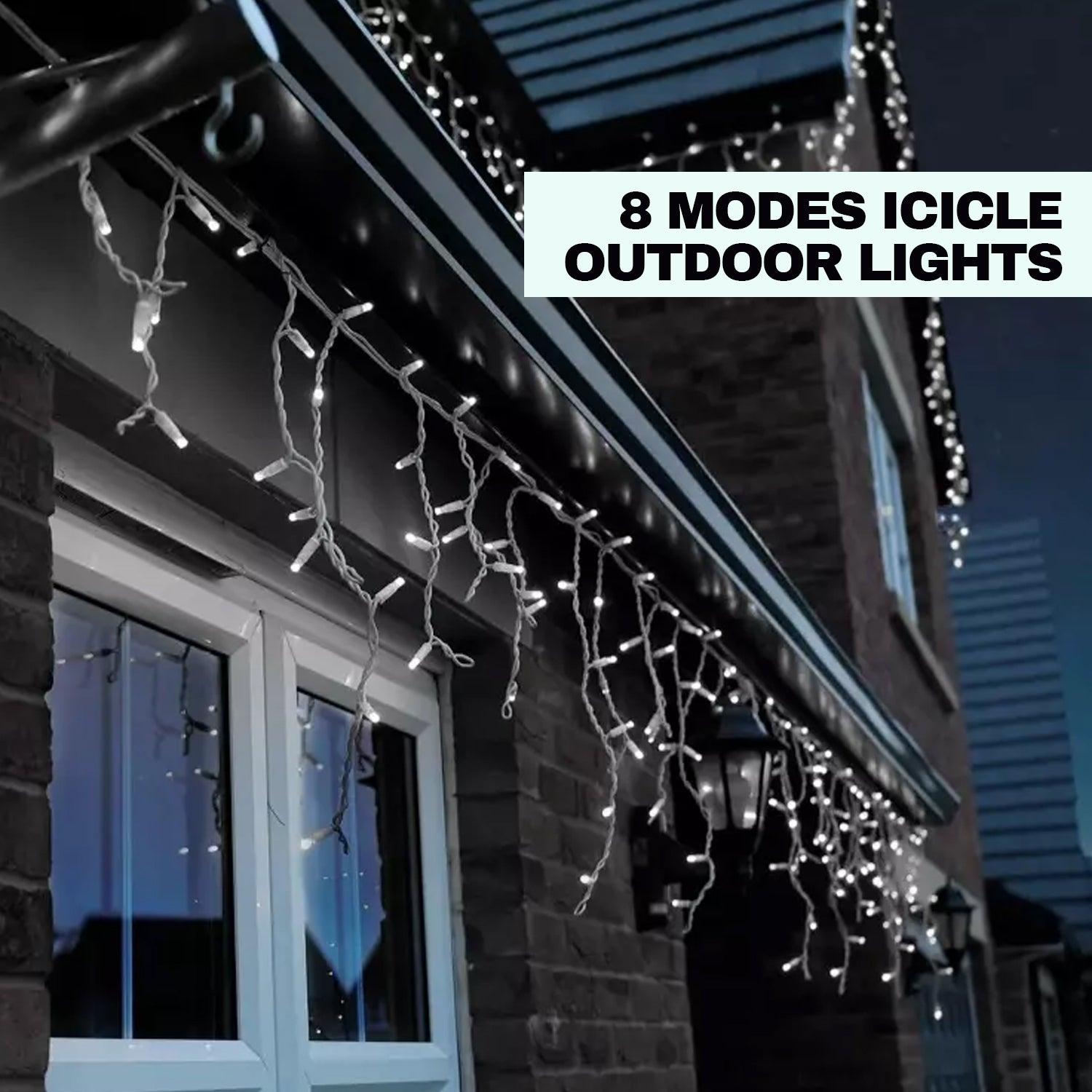 House Exterior Christmas Lights - 29.5ft/9m 240 LED Outdoor Fairy Lights Icicle Lights With 8 Modes For Window, Roof, Garden, Wall, Gazebo Christmas - Tophatter Daily Deals