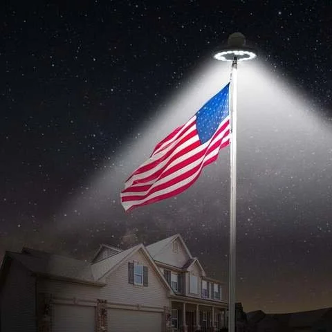 Solar Flagpole Light LED Topper Bright 700 Lumens Overnight - Tophatter Daily Deals