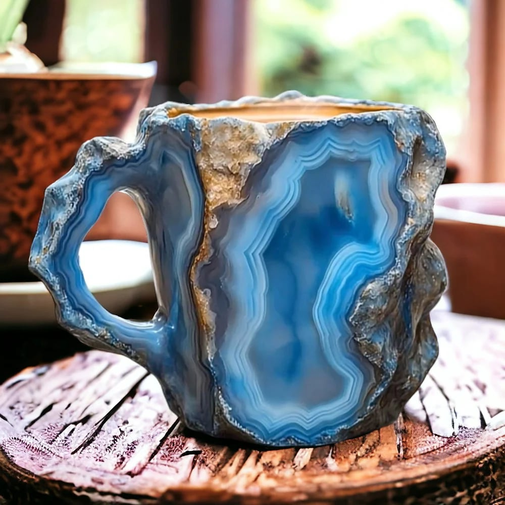 Crystal Coffee Mug Mineral Design Elegant Gift Durable Blue - Tophatter Daily Deals
