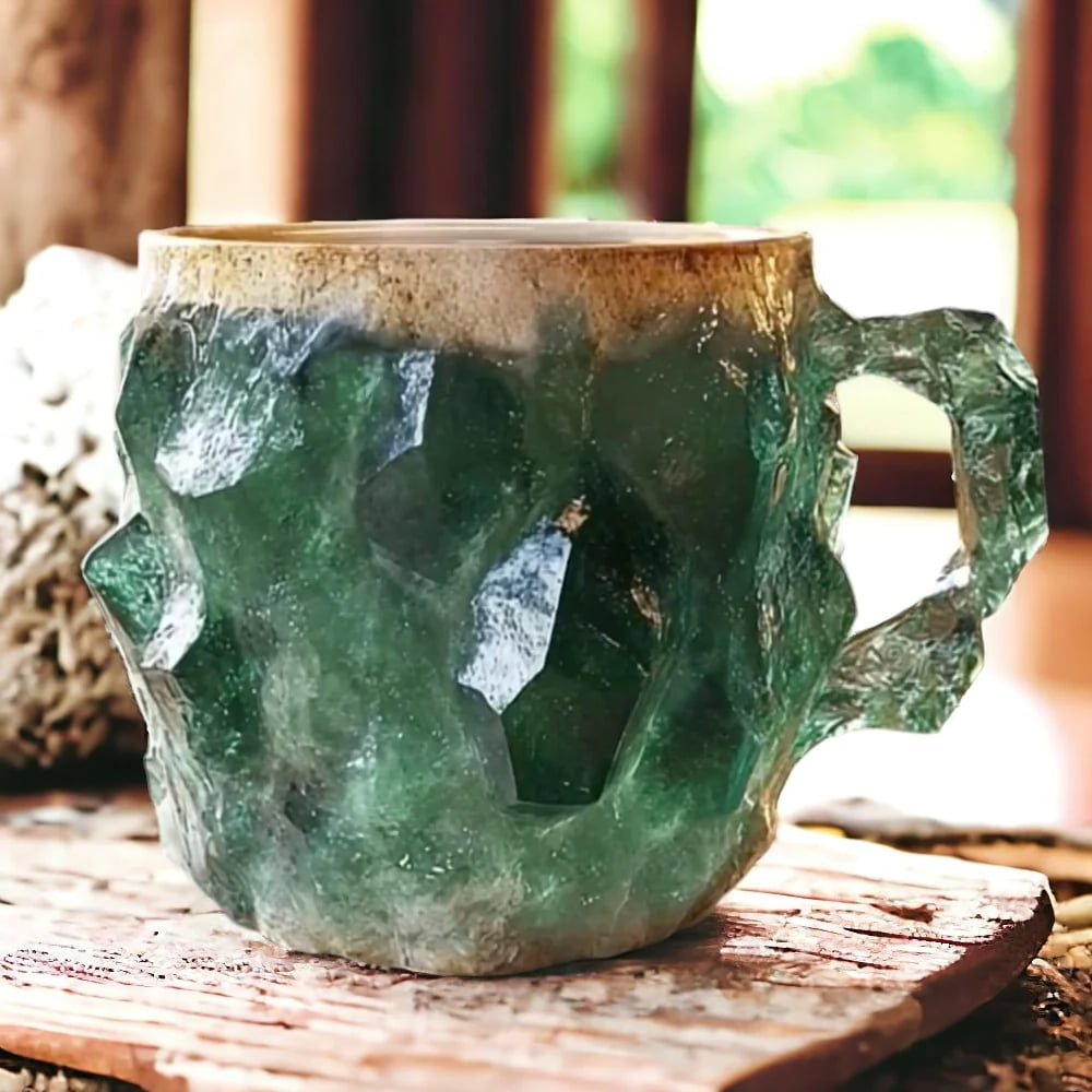 Crystal Coffee Mug Mineral Design Elegant Gift Durable Green - Tophatter Daily Deals