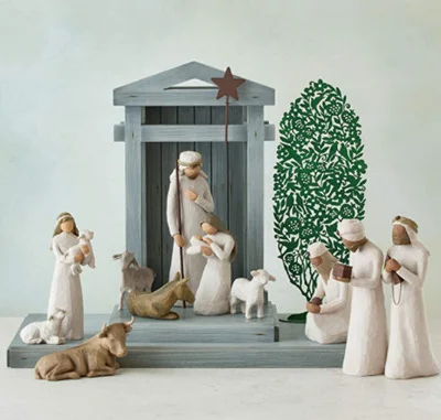 Nativity Set 20 Piece Barn Wood Creche Rustic Christmas - Tophatter Daily Deals