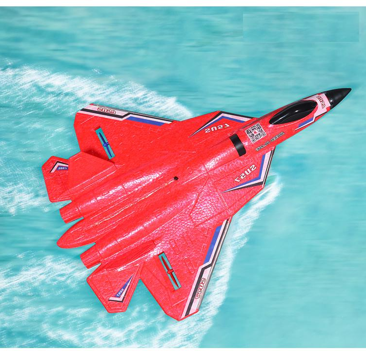 RC Plane SU35 Foam Fighter With LED Lights Night Flying Red - Tophatter Daily Deals
