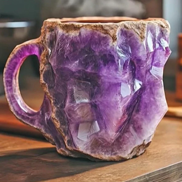 Crystal Coffee Mug Mineral Design Elegant Gift Durable Purple - Tophatter Daily Deals