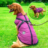 Waterproof Dog Jacket Sherpa Lined Built In Harness Purple - Tophatter Daily Deals