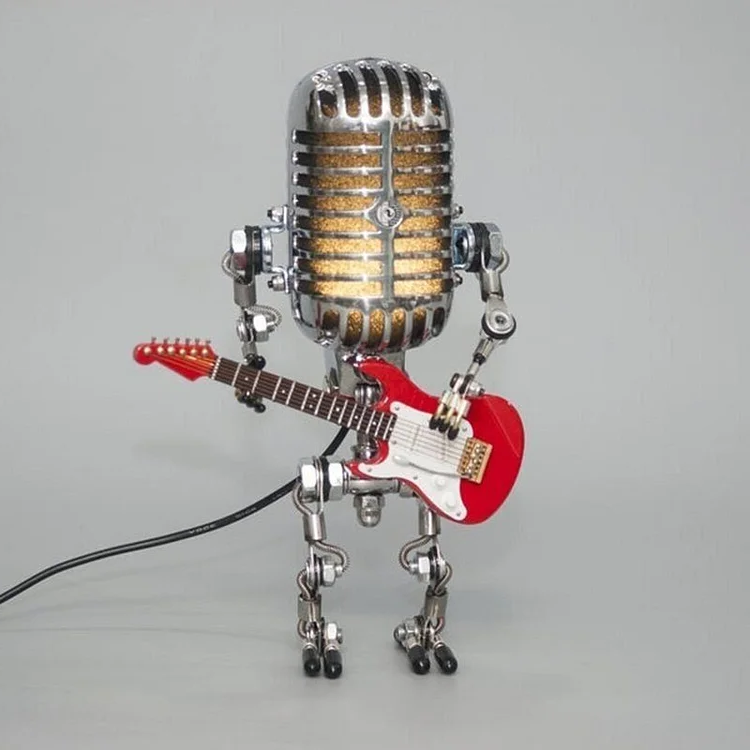 Microphone Robot Lamp Vintage Guitar Sculpture Fall 2025 RED | ELECTRIC GUITAR - Tophatter Daily Deals