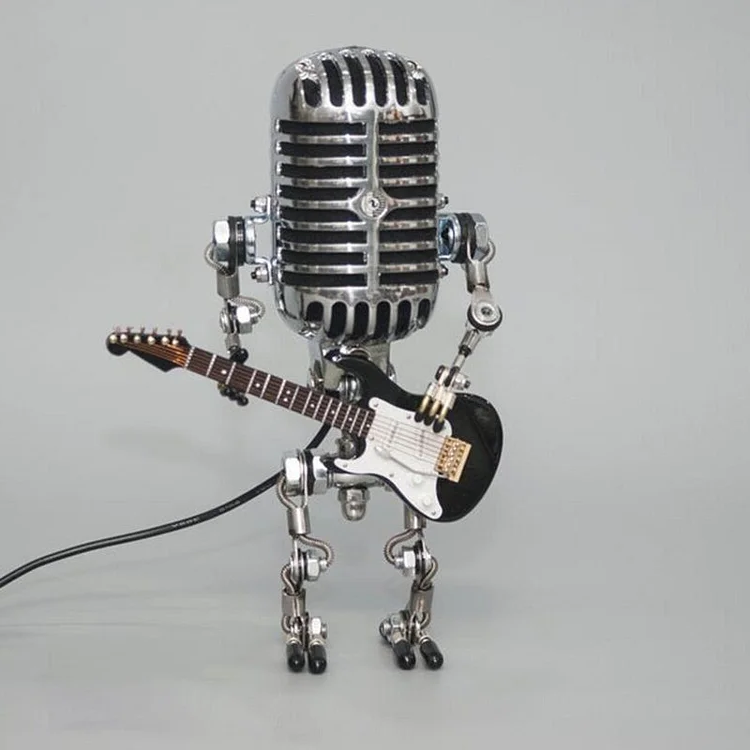 Microphone Robot Lamp Vintage Guitar Sculpture Fall 2025 BLACK | 12-STRING GUITAR - Tophatter Daily Deals