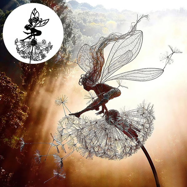 Fairy Steel Garden Sculpture Laser Cut Outdoor Decor Bent Fairy - Tophatter Daily Deals