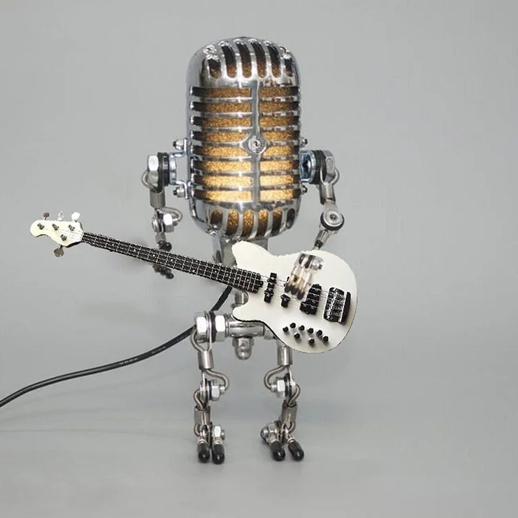 Microphone Robot Lamp Vintage Guitar Sculpture Fall 2025 WHITE | BASS GUITAR - Tophatter Daily Deals
