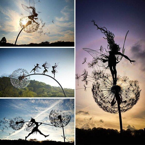 Garden Sculpture Metal Fairy Stake Cottage Fall 2025 Accent Set Of 4 - Tophatter Daily Deals
