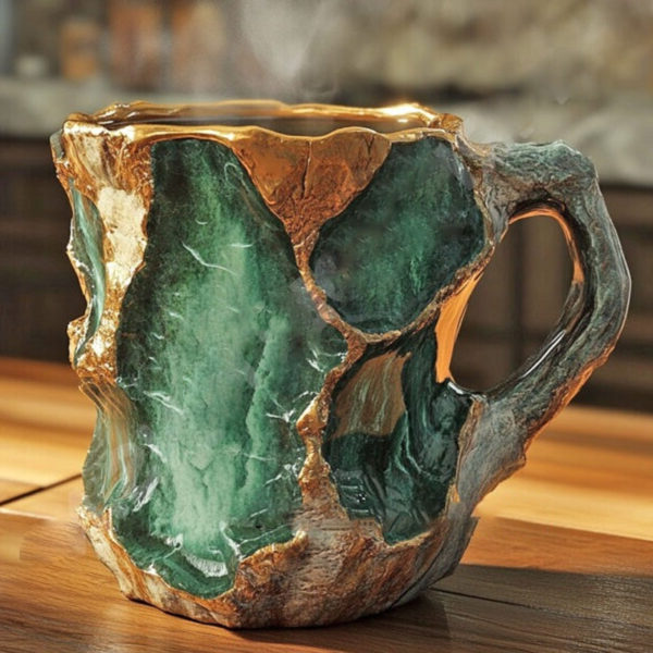 Crystal Coffee Mug Mineral Design Elegant Gift Durable Green Ore - Tophatter Daily Deals