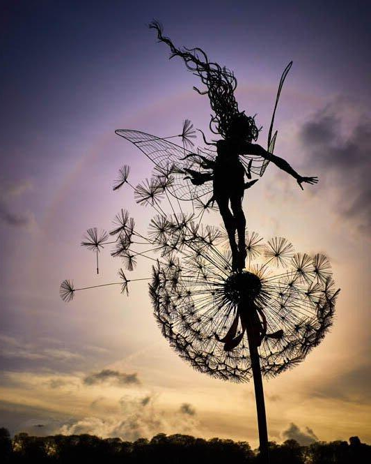 Garden Sculpture Metal Fairy Stake Cottage Fall 2025 Accent Wind To Fly - Tophatter Daily Deals