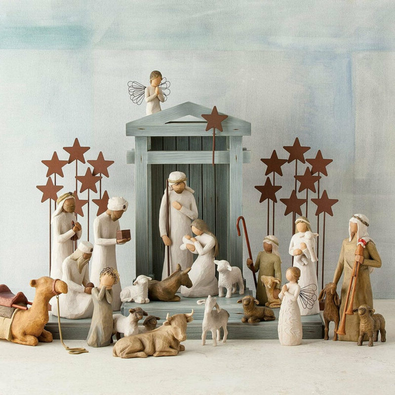 Nativity Set 20 Piece Barn Wood Creche Rustic Christmas - Tophatter Daily Deals