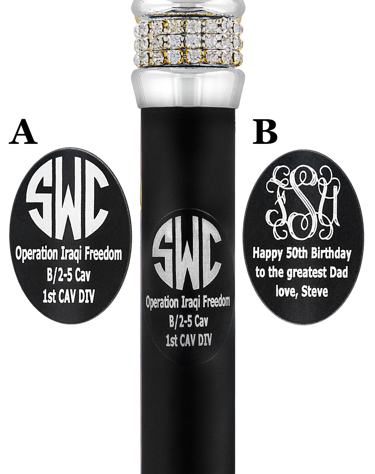 Custom Cane Engraving - Oval Black Anodized Aluminum Walking Cane Engraving - Tophatter Daily Deals