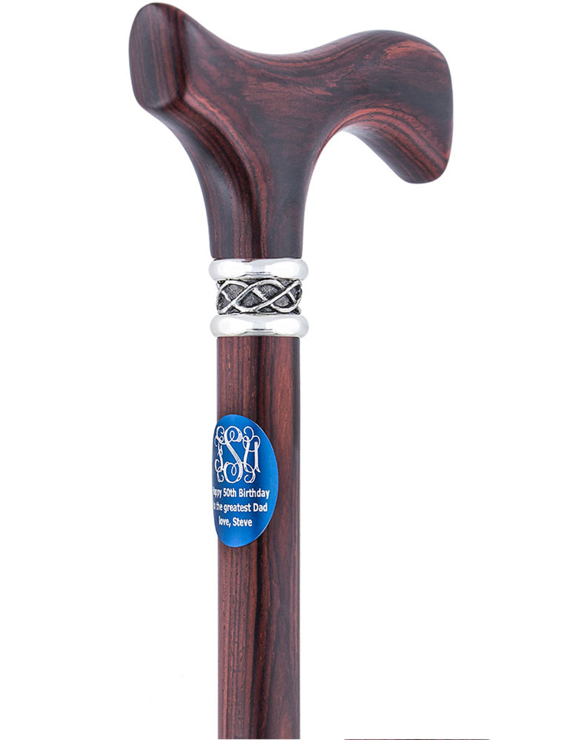 Custom Cane Engraving - Oval Blue Anodized Aluminum Walking Cane Engraving - Tophatter Daily Deals