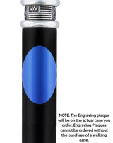 Custom Cane Engraving - Oval Blue Anodized Aluminum Walking Cane Engraving - Tophatter Daily Deals