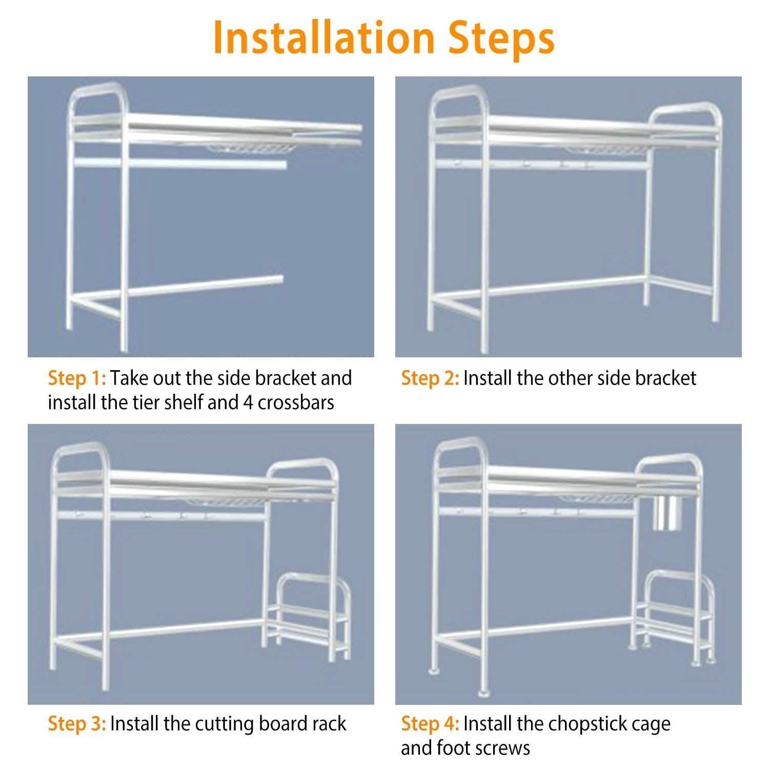 Over Sink Dish Drying Rack with Cutlery Holder Kitchen Storage - Tophatter Daily Deals