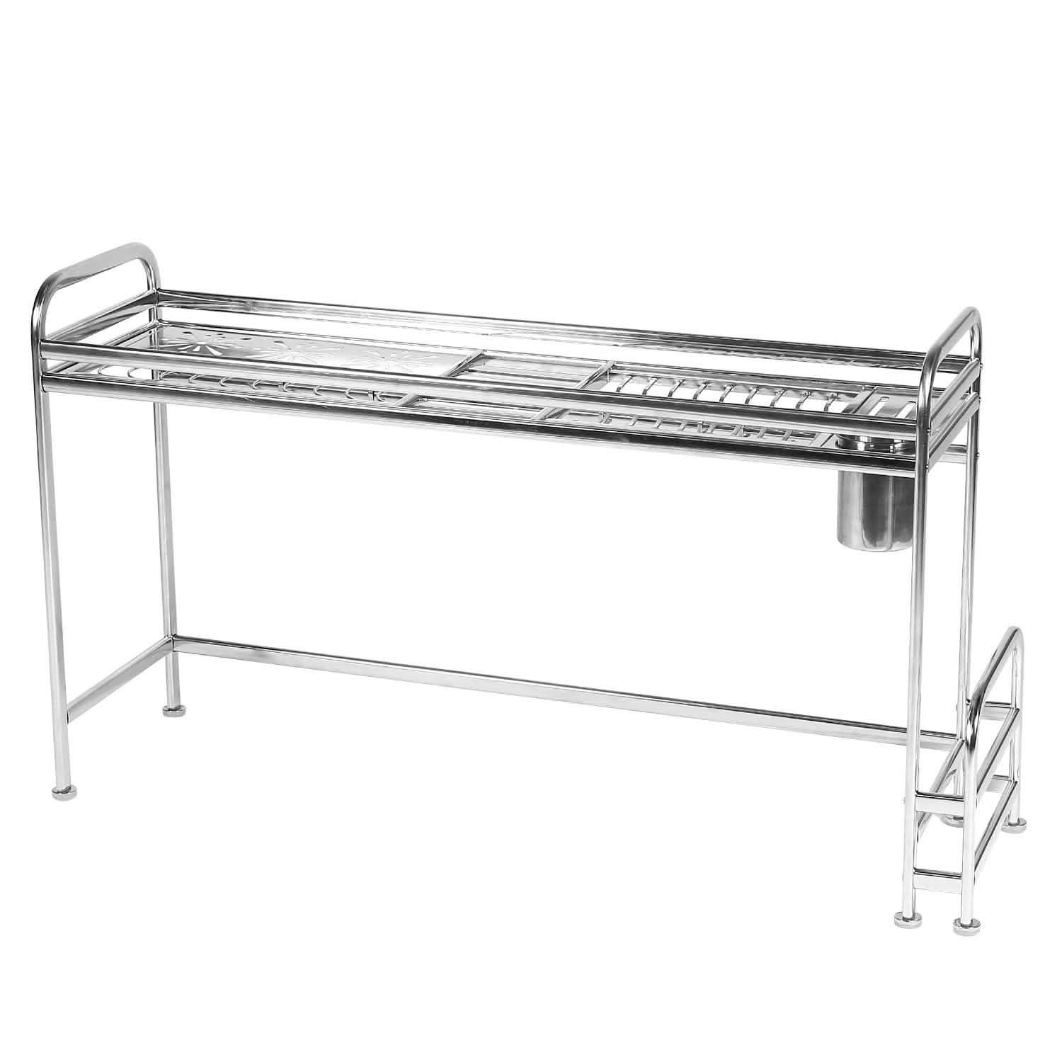 Over Sink Dish Drying Rack with Cutlery Holder Kitchen Storage - Tophatter Daily Deals
