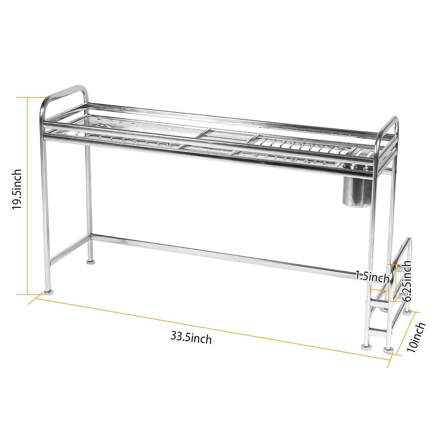 Over Sink Dish Drying Rack with Cutlery Holder Kitchen Storage - Tophatter Daily Deals