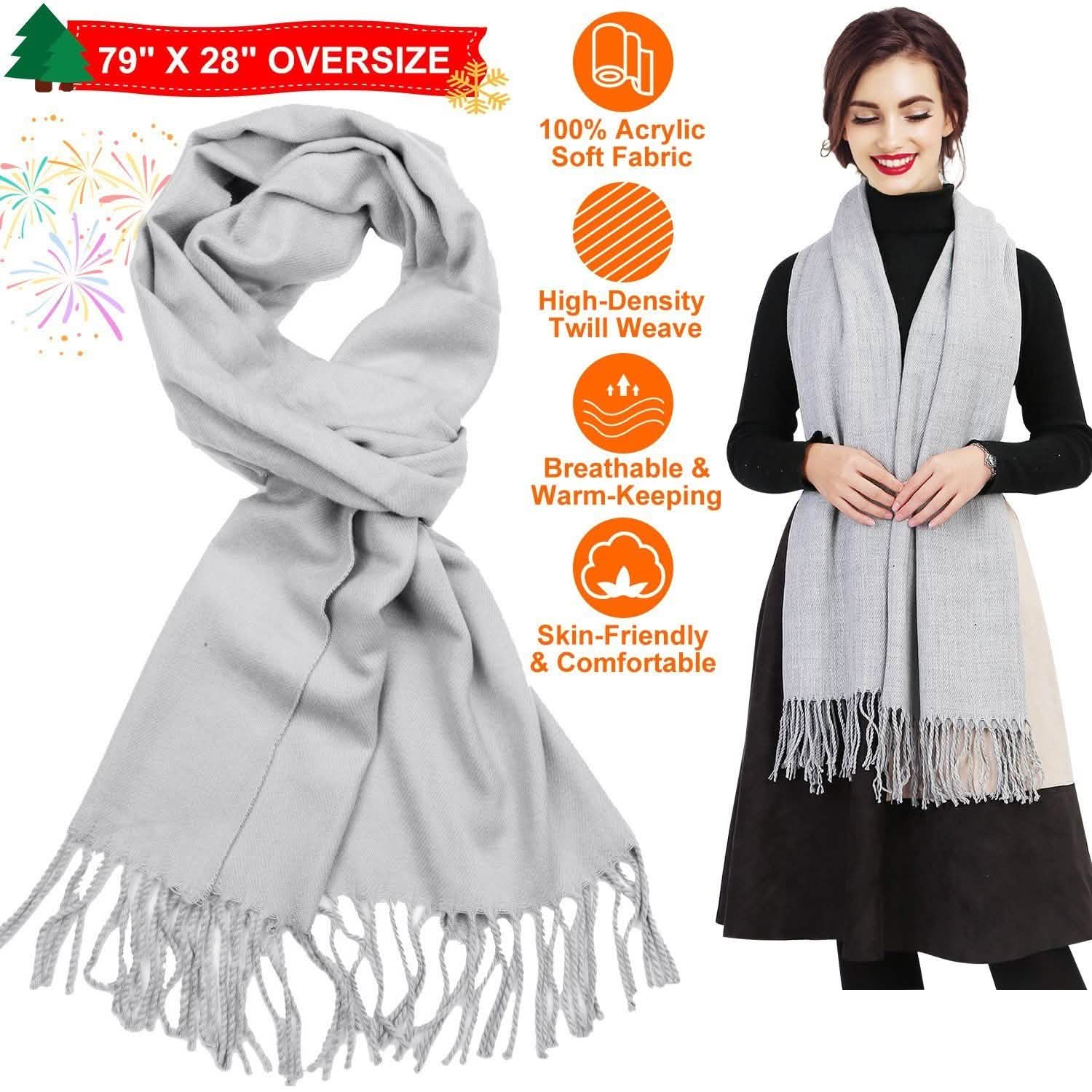 Oversize Cashmere Wool Shawl Wrap Blanket Gloves, Scarves & Earmuffs - Tophatter Daily Deals