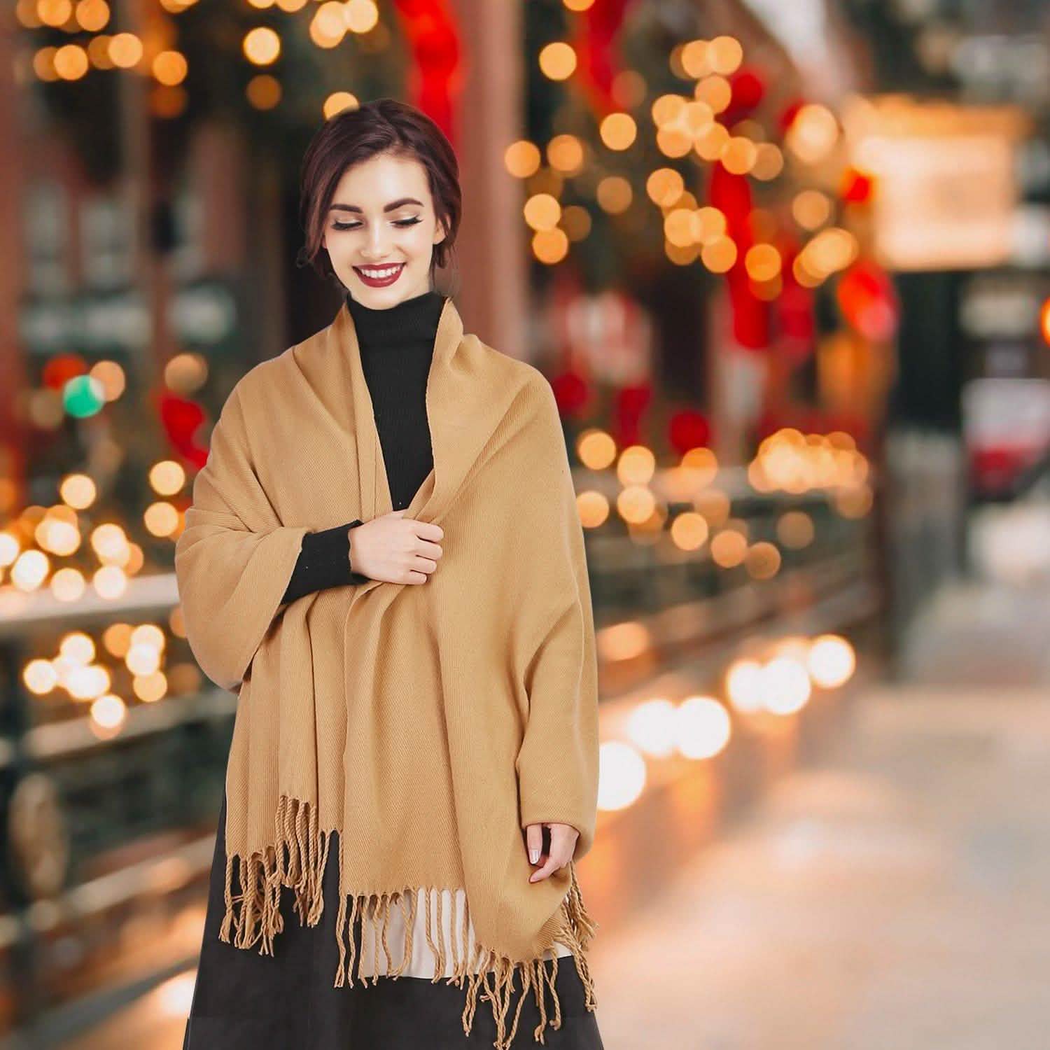 Oversize Cashmere Wool Shawl Wrap Blanket Gloves, Scarves & Earmuffs - Tophatter Daily Deals