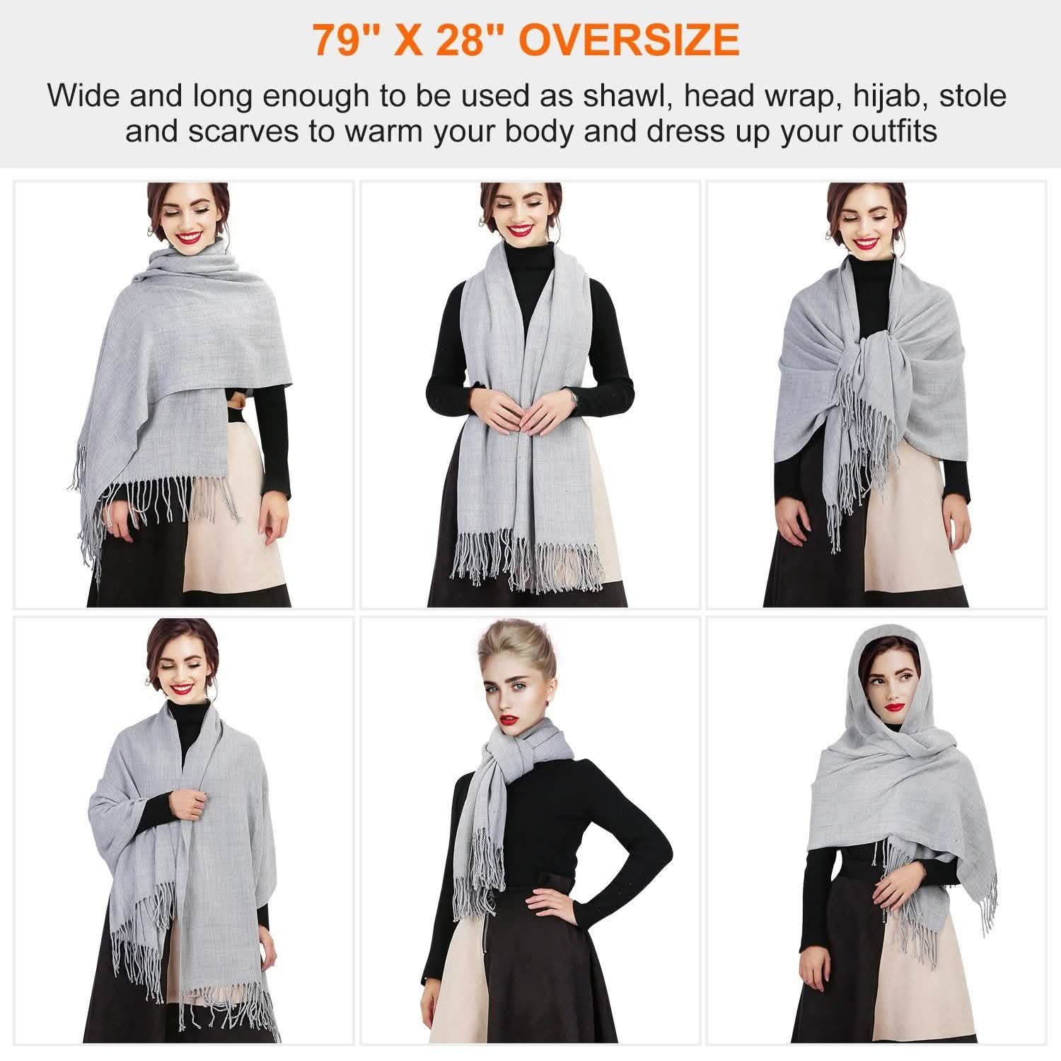 Oversize Cashmere Wool Shawl Wrap Blanket Gloves, Scarves & Earmuffs - Tophatter Daily Deals
