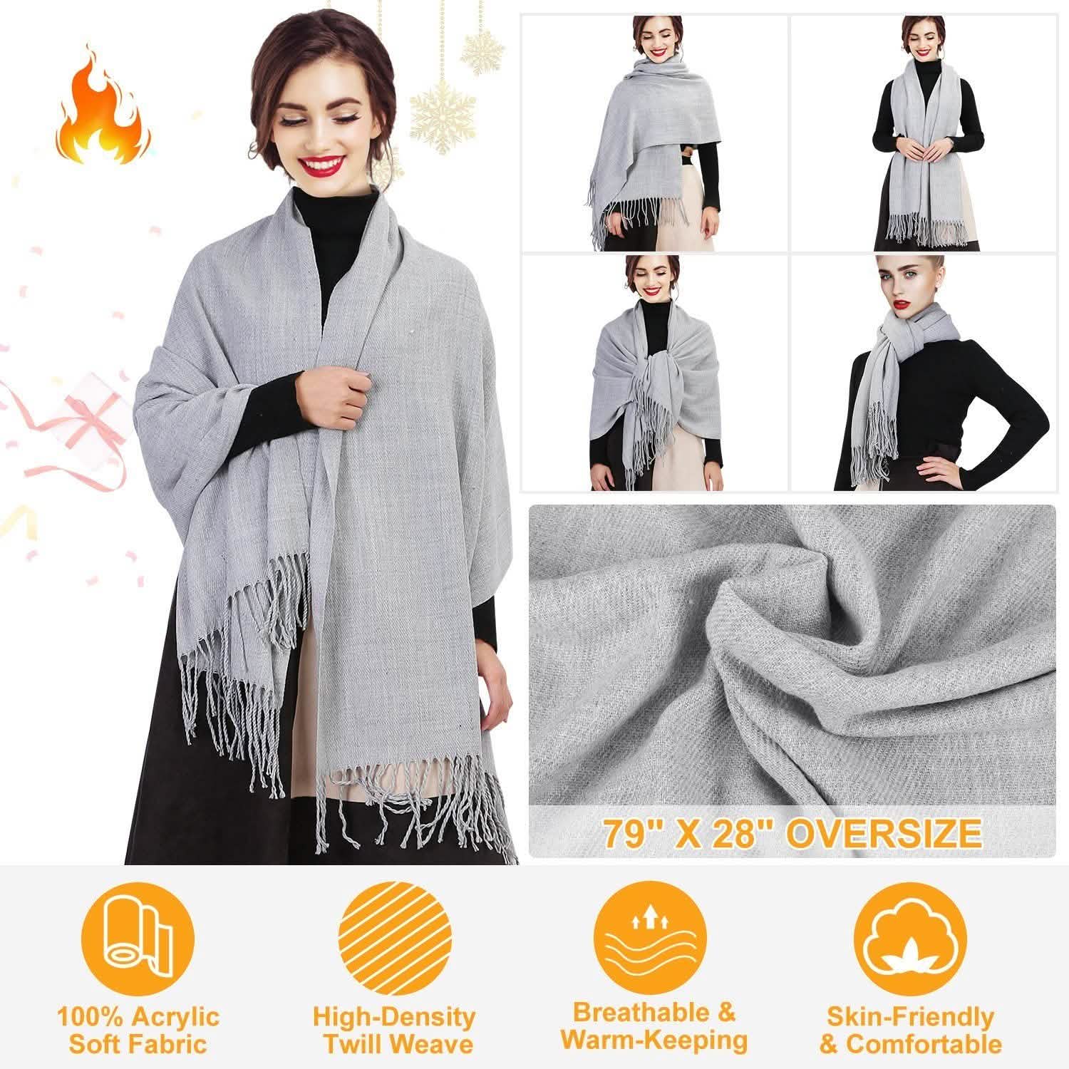 Oversize Cashmere Wool Shawl Wrap Blanket Gloves, Scarves & Earmuffs - Tophatter Daily Deals
