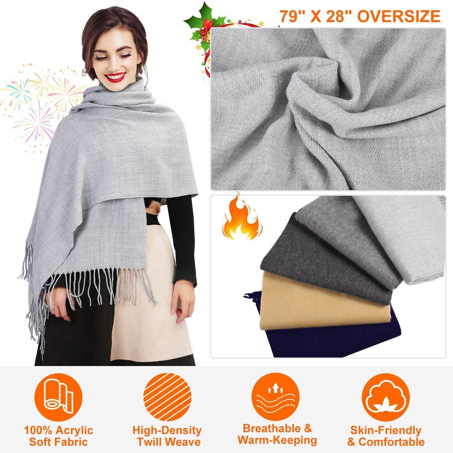 Oversize Cashmere Wool Shawl Wrap Blanket Gloves, Scarves & Earmuffs - Tophatter Daily Deals