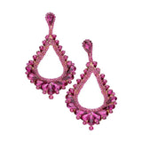 Oversized Cut Out Cluster Vine Accented Teardrop Earrings Fuchsia Earrings - Tophatter Daily Deals