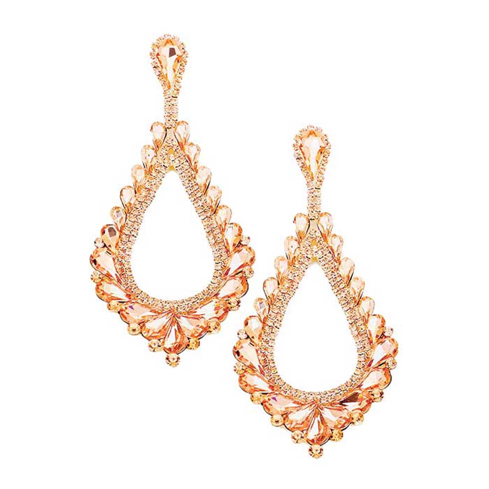 Oversized Cut Out Cluster Vine Accented Teardrop Earrings Peach Earrings - Tophatter Daily Deals