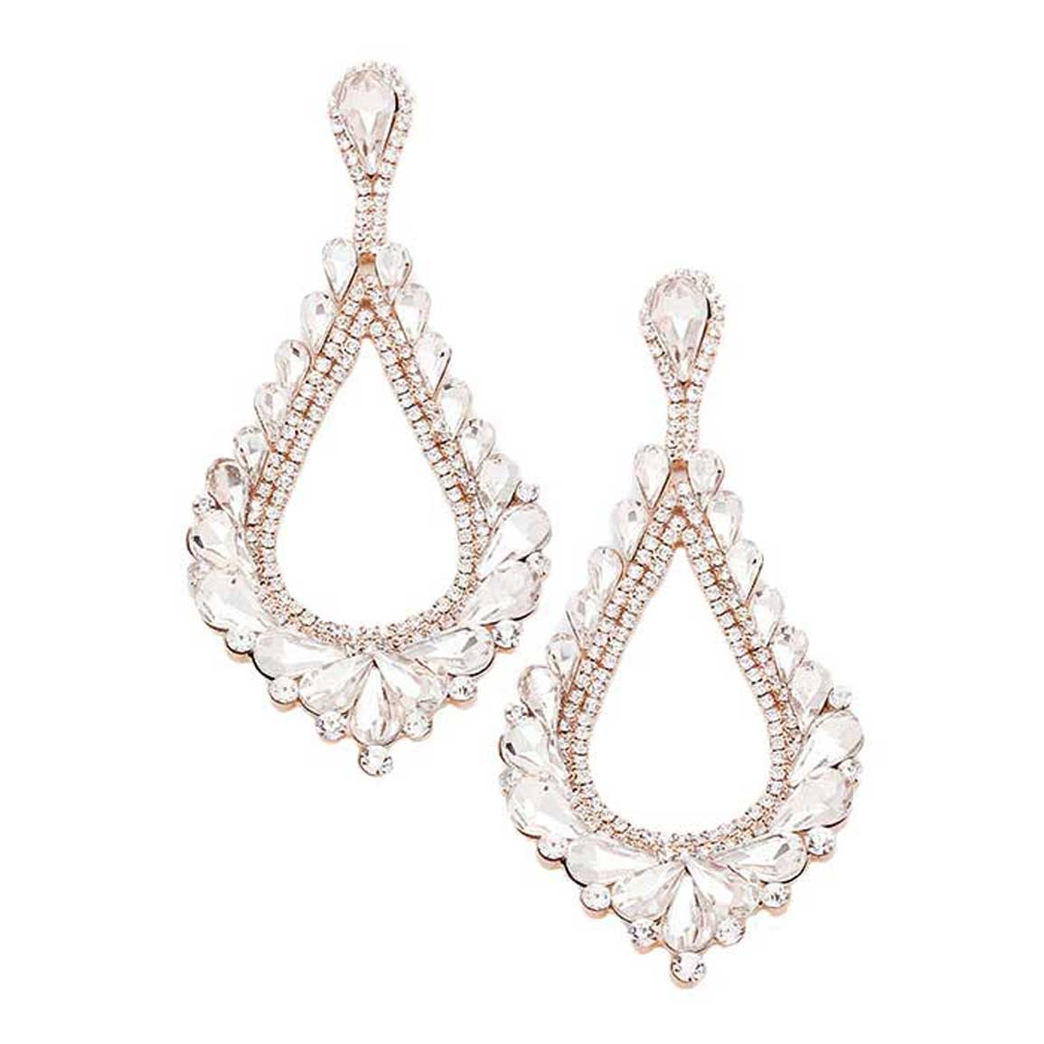 Oversized Cut Out Cluster Vine Accented Teardrop Earrings Rose Gold Earrings - Tophatter Daily Deals