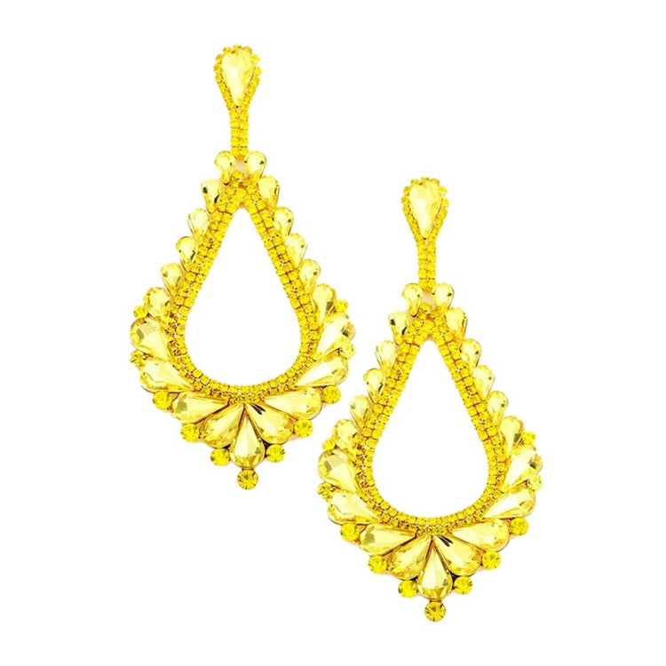 Oversized Cut Out Cluster Vine Accented Teardrop Earrings Yellow Earrings - Tophatter Daily Deals