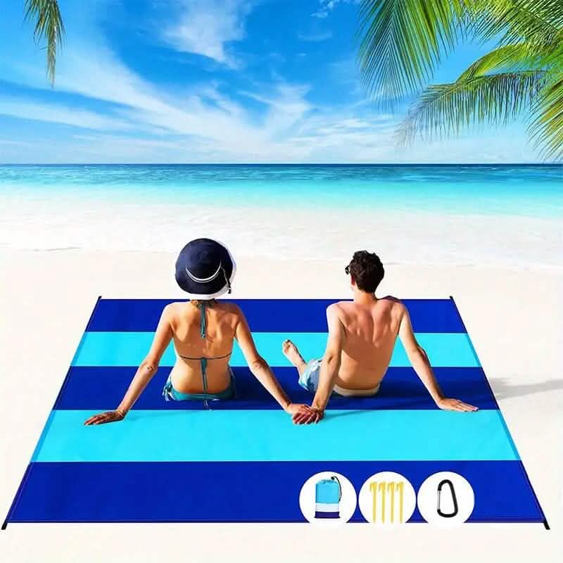 Oversized Waterproof Beach Blanket Blue Outdoor Recreation - Tophatter Daily Deals