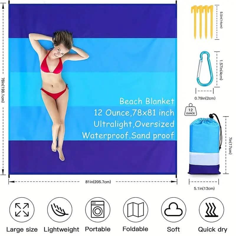 Oversized Waterproof Beach Blanket Outdoor Recreation - Tophatter Daily Deals