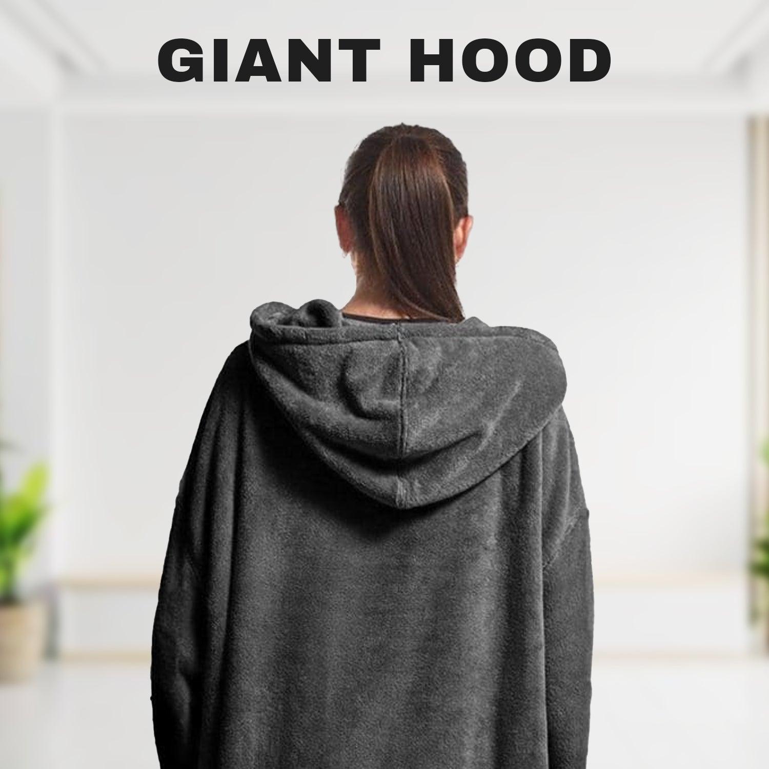 Oversized Blanket Hoodie - Super Soft Warm Cozy Snuggle Hoodie | Thick Flannel Sherpa Hoodie Blanket with Sleeves and Giant Pocket Winter Warm - Tophatter Daily Deals