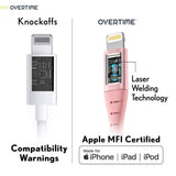 Overtime Apple MFi Certified iPhone Charger 6ft Long Nylon Braided Lightning Cable Charging Cable - Tophatter Daily Deals