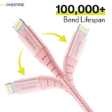 Overtime Apple MFi Certified iPhone Charger 6ft Long Nylon Braided Lightning Cable Charging Cable - Tophatter Daily Deals