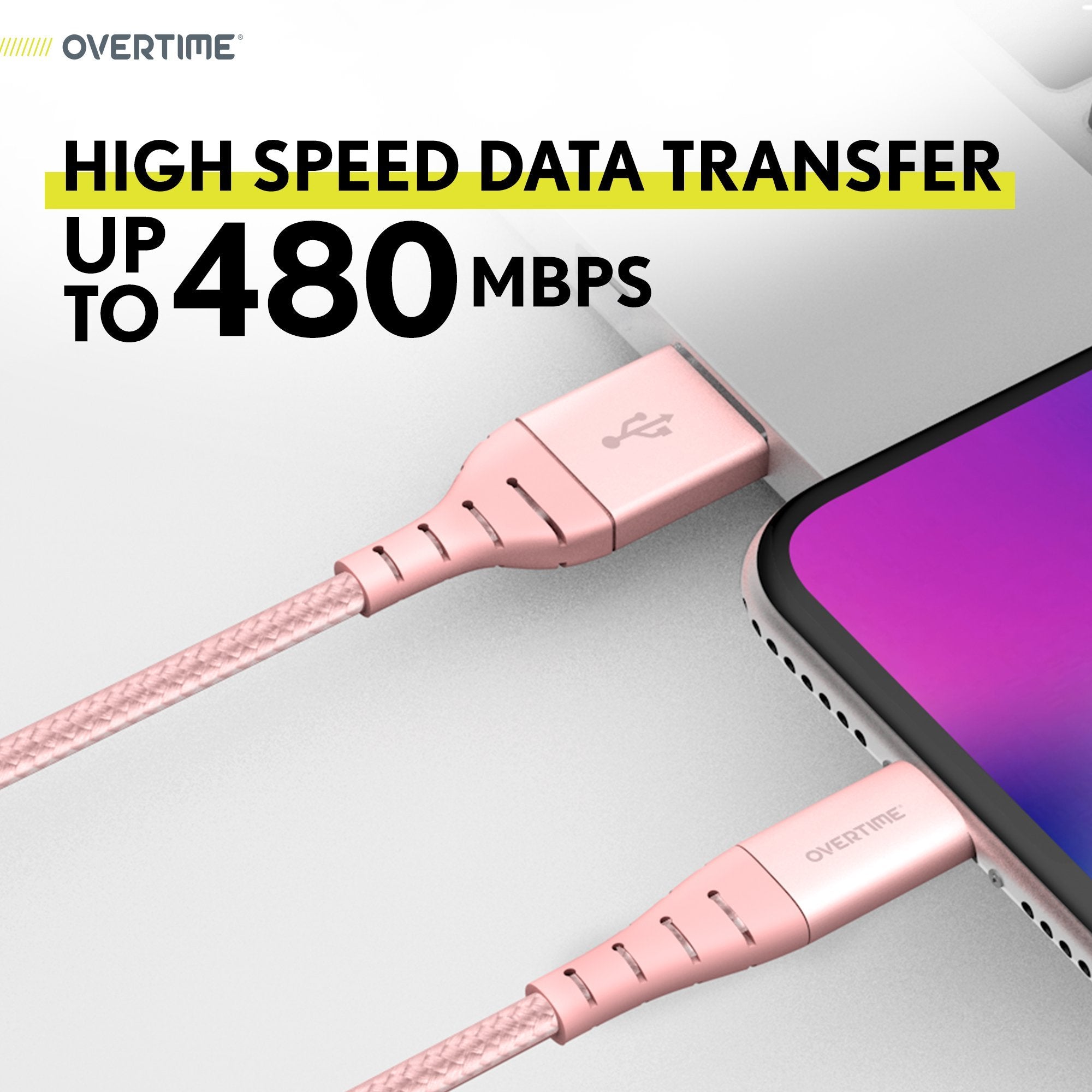 Overtime Apple MFi Certified iPhone Charger 6ft Long Nylon Braided Lightning Cable Charging Cable - Tophatter Daily Deals