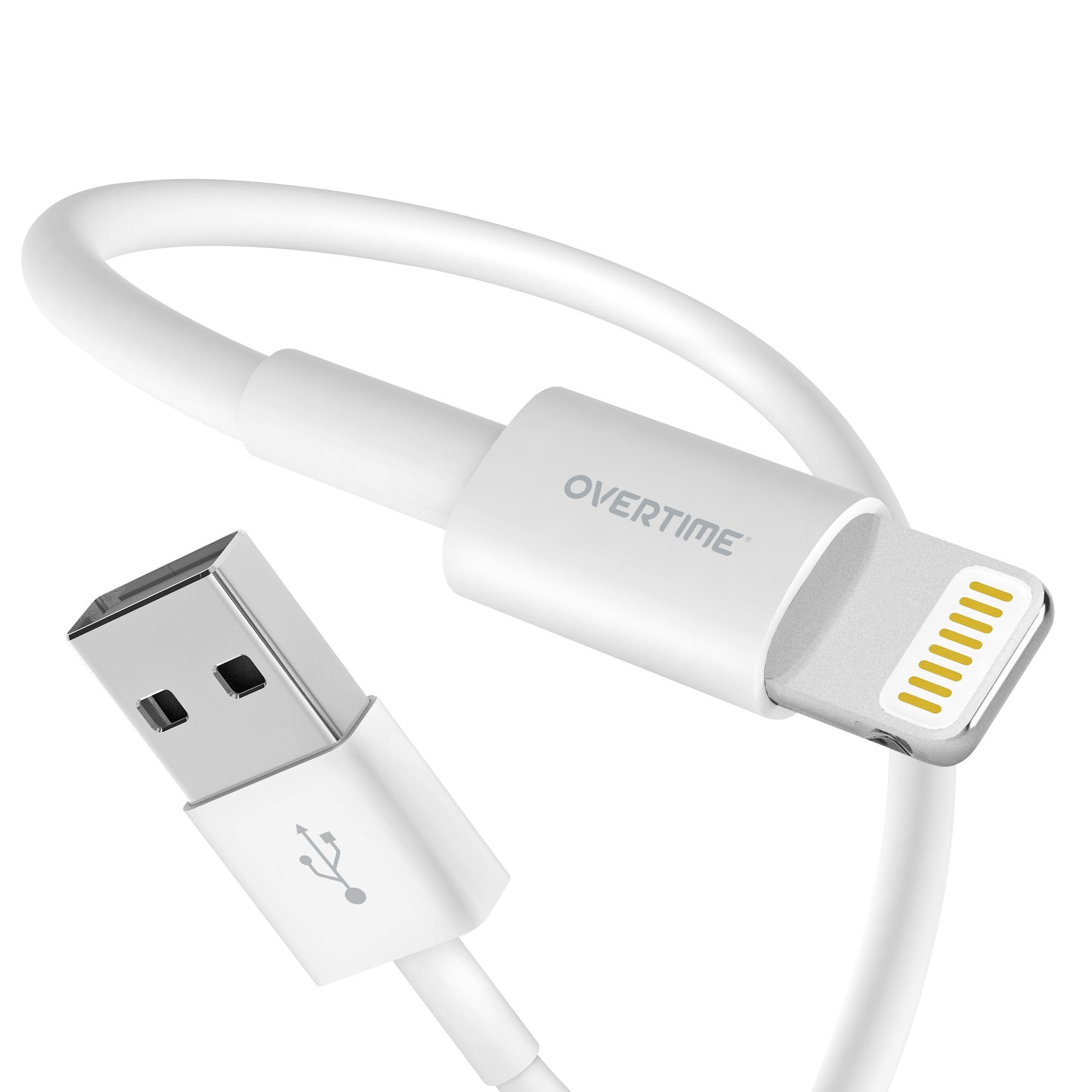 Overtime Apple MFI Certified Lightning to USB Cable, iPhone Charger and Sync Cable 4Ft White Charging Cable - Tophatter Daily Deals