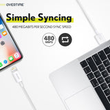 Overtime Apple MFI Certified Lightning to USB Cable, iPhone Charger and Sync Cable 4Ft White Charging Cable - Tophatter Daily Deals