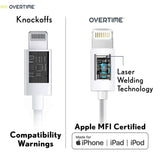 Overtime Apple MFI Certified Lightning to USB Cable, iPhone Charger and Sync Cable 4Ft White Charging Cable - Tophatter Daily Deals