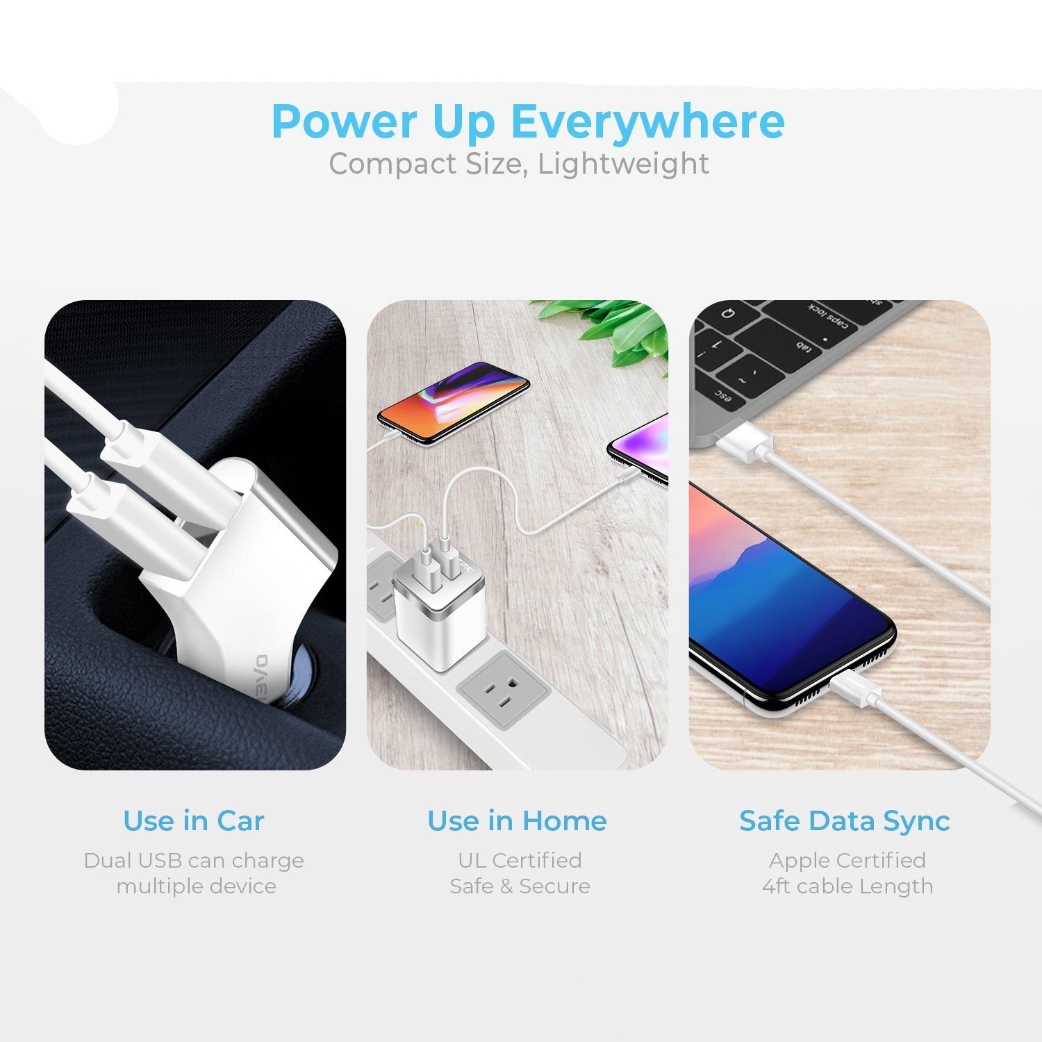 Overtime Dual iPhone Car Charger Set Charging Cable - Tophatter Daily Deals