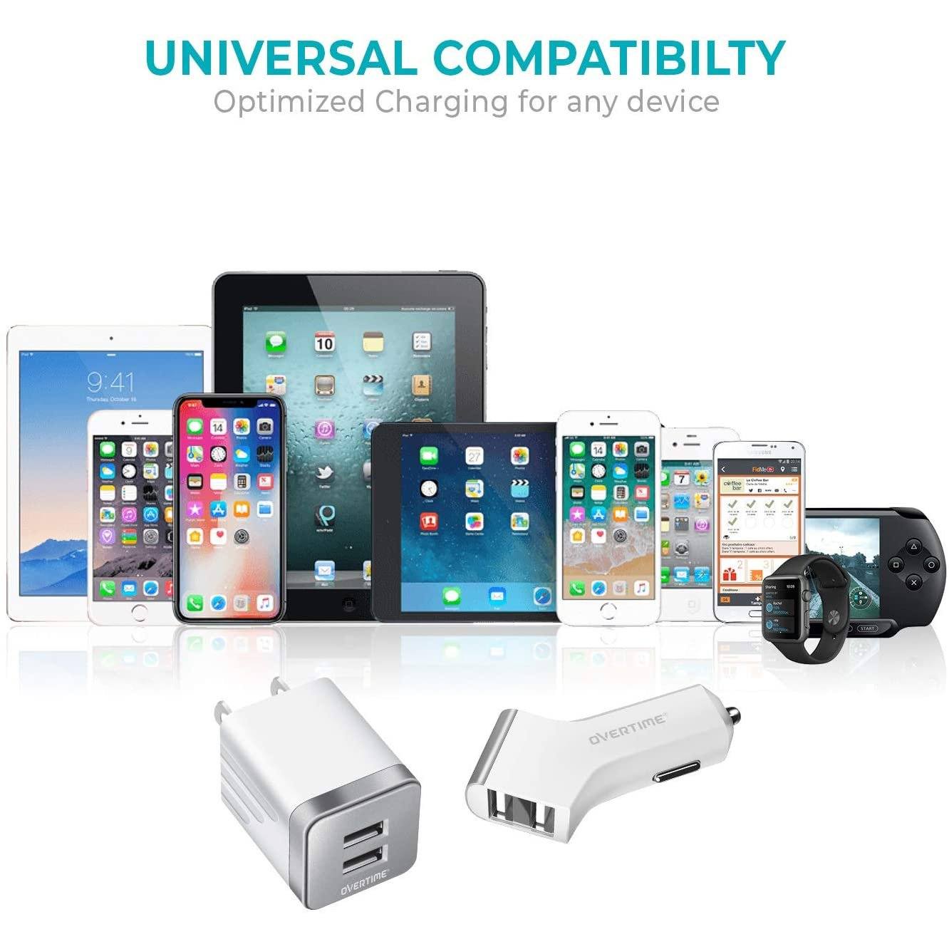 Overtime Dual iPhone Car Charger Set Charging Cable - Tophatter Daily Deals