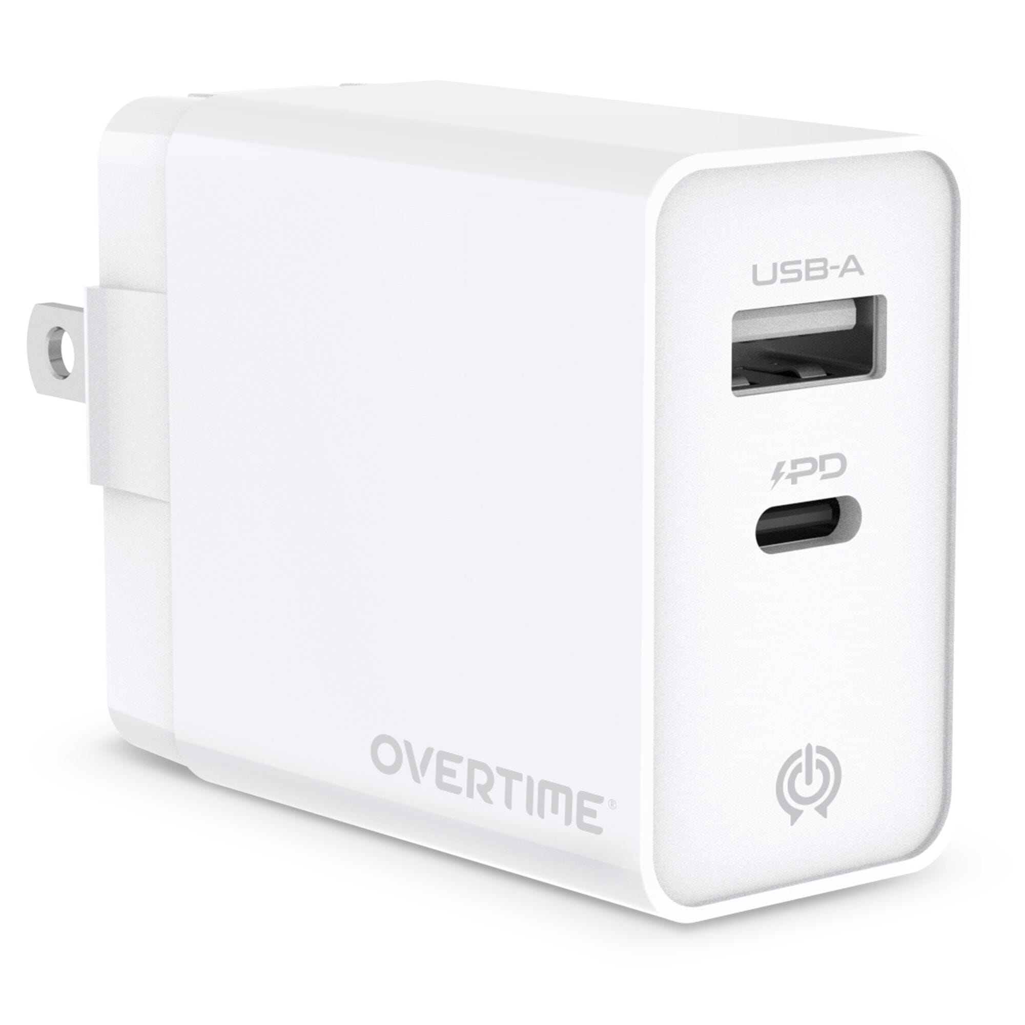 Overtime Dual Port USB A and USB C 38W Fast Charging Power Adapter USB Power Adapter - Tophatter Daily Deals
